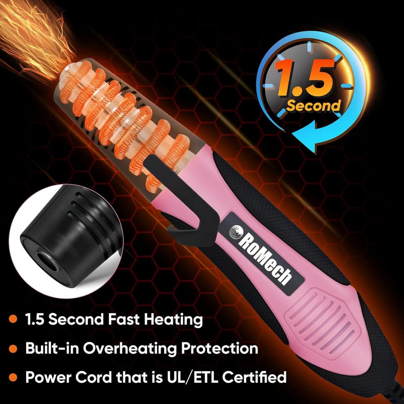 ROMECH 350W Heat Gun with 2 Nozzles, Dual Temp Heat Gun 400°F-660°F, Fast Heat Hot Air Gun with Overload Protection for DIY Craft Embossing Shrink Wrapping (Pink) - Image 3